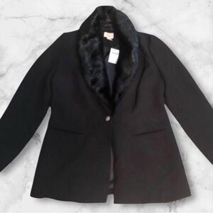 NWT Chico’s Glam Old Hollywood Fur Trim Jacket Coat Luxe Glamorous Iconic